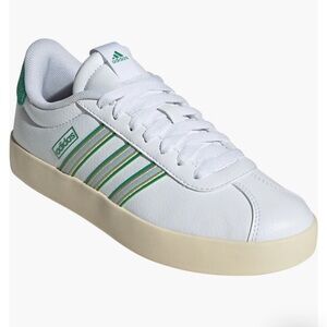 Adidas women’s VL Court 3.0 sneakers - white with blue and green stripes